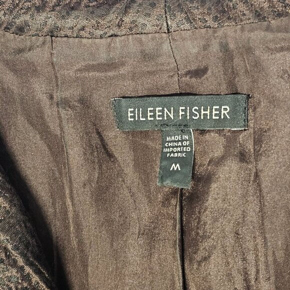 Eileen Fisher Preshrunk Satin Button Up Jacket Women Size M Brown Silk - Picture 4 of 16